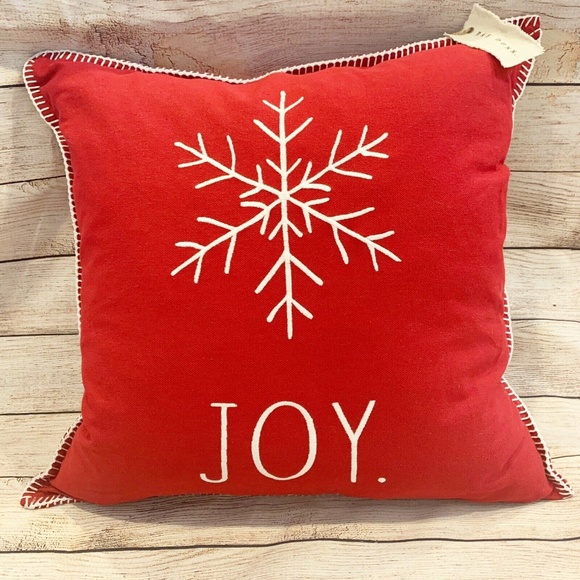 Rae Dunn Other - Rae Dunn Christmas Snowflake JOY Red Pillow